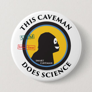 Bóton Redondo 7.62cm HASTE esperta do homem das cavernas da ciência da