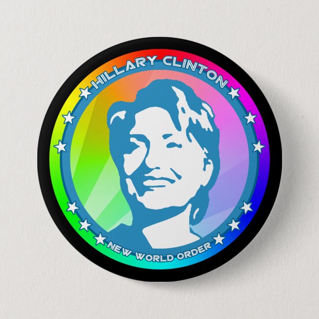 Bóton Redondo 7.62cm hillary clinton arco-íris (Frente)