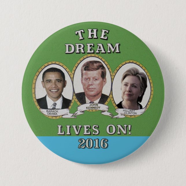 Bóton Redondo 7.62cm Hillary Clinton, Barack Obama & John Kennedy (Frente)