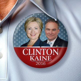 Bóton Redondo 7.62cm Hillary Clinton e Tim Kaine Jugate Fotografias Sta