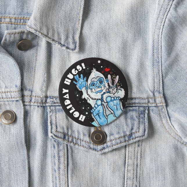 Bóton Redondo 7.62cm Holiday Hugs Yeti! (In Situ)