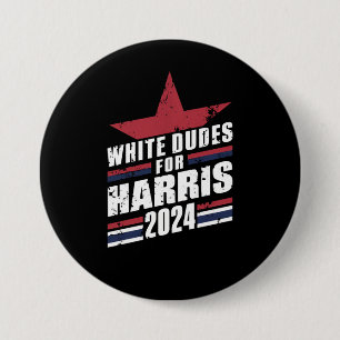 Bóton Redondo 7.62cm Homens Brancos Para Kamala Harris 2024
