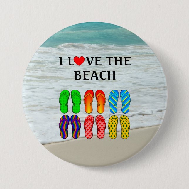 Bóton Redondo 7.62cm I Love the Beach (Frente)