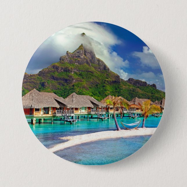 Bóton Redondo 7.62cm Ilha do Caribe Bora Bora (Frente)