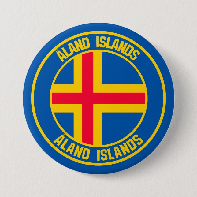 Bóton Redondo 7.62cm Ilhas Åland Round Emblem (Frente)