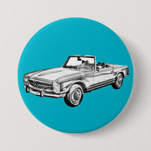 Bóton Redondo 7.62cm Ilustração de carro conversível Mercedes Benz 2