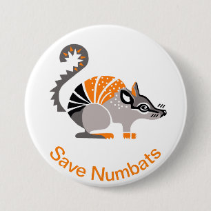 Bóton Redondo 7.62cm Imagem animal ameaçada por NUMBATS - Austrália