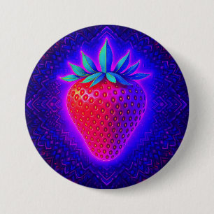 Bóton Redondo 7.62cm Insígnia de Morango Neon
