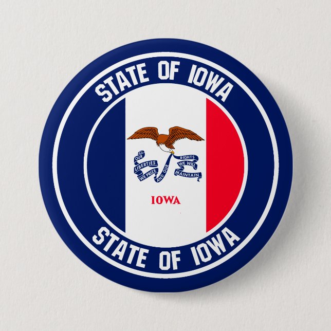 Bóton Redondo 7.62cm Iowa Round Emblem (Frente)