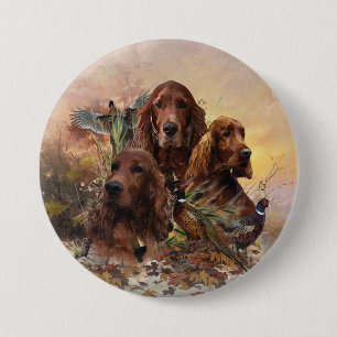Bóton Redondo 7.62cm Irish Setters com Faasants - Caça à Paixão