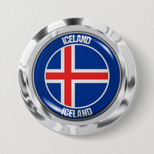 Bóton Redondo 7.62cm Islândia Round Emblem