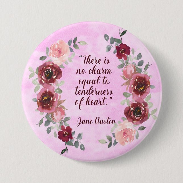 Bóton Redondo 7.62cm Jane Austen Não Há Um Botão Charm Quote (Frente)