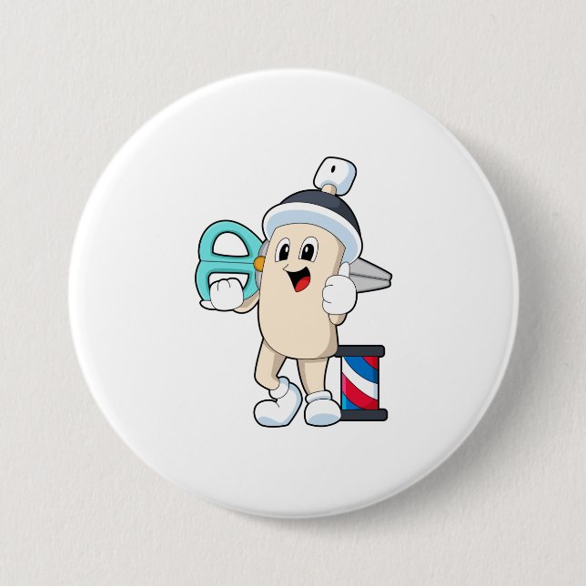 Bóton Redondo 7.62cm Jato de hairdresser com tesoura (Frente)