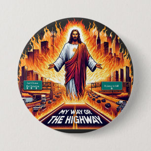 Bóton Redondo 7.62cm Jesus Cristo Meu Caminho ou A Arte do Inferno