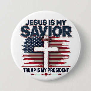 Bóton Redondo 7.62cm Jesus é o meu salvador Trump é meu presidente engr
