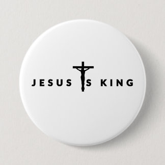 Bóton Redondo 7.62cm Jesus É Rei Texto Preto