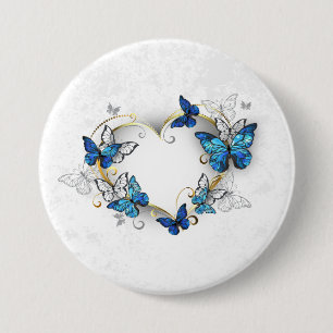 Bóton Redondo 7.62cm Jewelry Heart with Butterflies Morpho