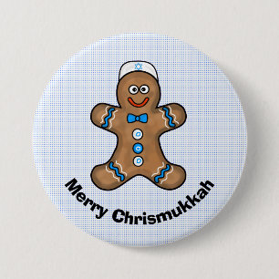 Bóton Redondo 7.62cm Jewish Gingerpão Man Chrismukkah Button