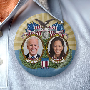 Bóton Redondo 7.62cm Joe Biden Kamala Harris 2024 - Jugate Photo