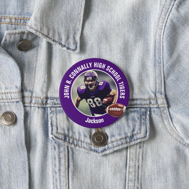 Bóton Redondo 7.62cm Jogador de futebol de Segundo grau roxo Grande (In Situ)