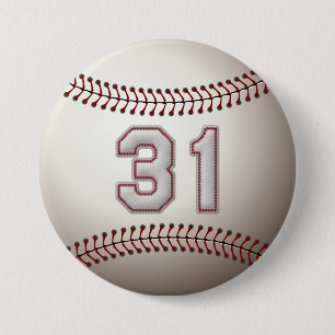 Bóton Redondo 7.62cm Jogador número 31 - o basebol legal costura os