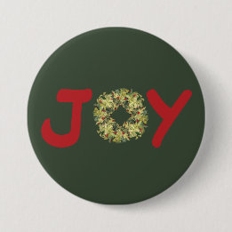 Bóton Redondo 7.62cm Joyous Light Hearted Wreath Christmas Pin