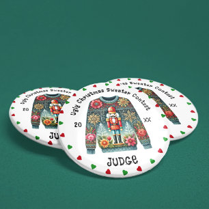 Bóton Redondo 7.62cm Juíza da Sweater de Natal Feia