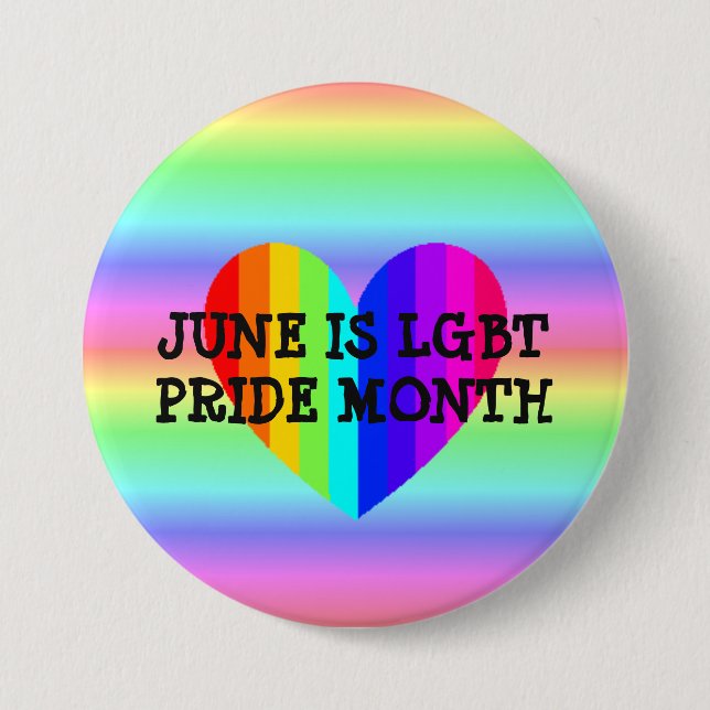Bóton Redondo 7.62cm June é LGBT Pride Month Button (mês do orgulho LGB (Frente)