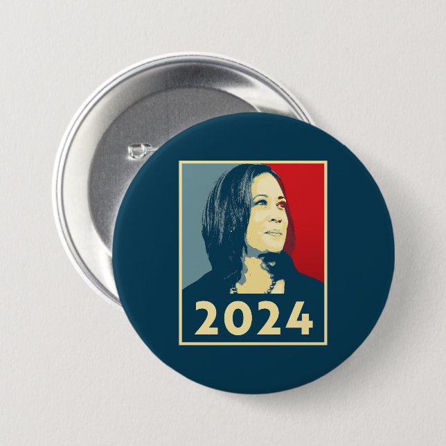 Bóton Redondo 7.62cm Kamala Harris 2024 (Frente & Verso)