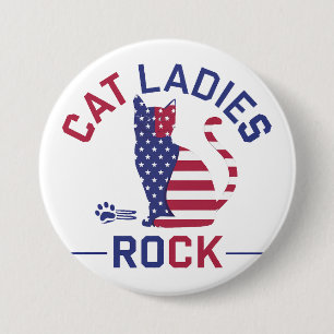 Bóton Redondo 7.62cm KAMALA HARRIS CAT LADIES ROCK! Botao