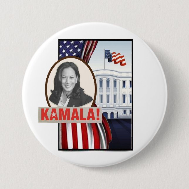 Bóton Redondo 7.62cm Kamala Harris chega à Casa Branca! (Frente)