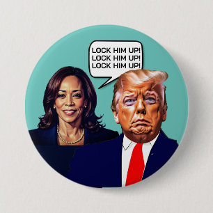 Bóton Redondo 7.62cm Kamala Harris diz trump up