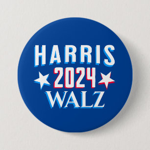 Bóton Redondo 7.62cm Kamala Harris e Tim Walz 2024