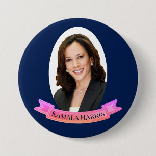 Bóton Redondo 7.62cm Kamala Harris em rosa e azul