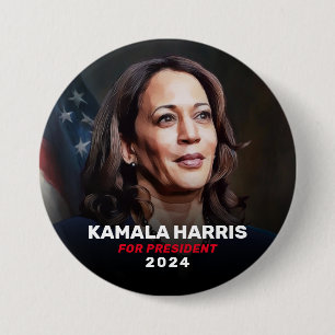 Bóton Redondo 7.62cm Kamala Harris para o botão de campanha do Presiden