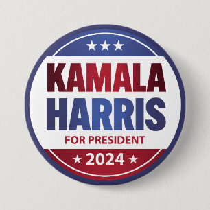 Bóton Redondo 7.62cm Kamala Harris Para O Presidente 2024 Blue