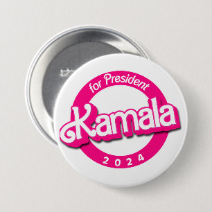 Bóton Redondo 7.62cm Kamala Harris para Presidente a Rosa
