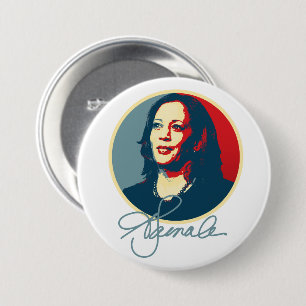 Bóton Redondo 7.62cm Kamala Harris - Retrato de assinatura