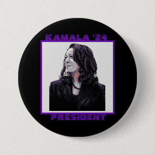 Bóton Redondo 7.62cm Kamala para o Presidente 2024