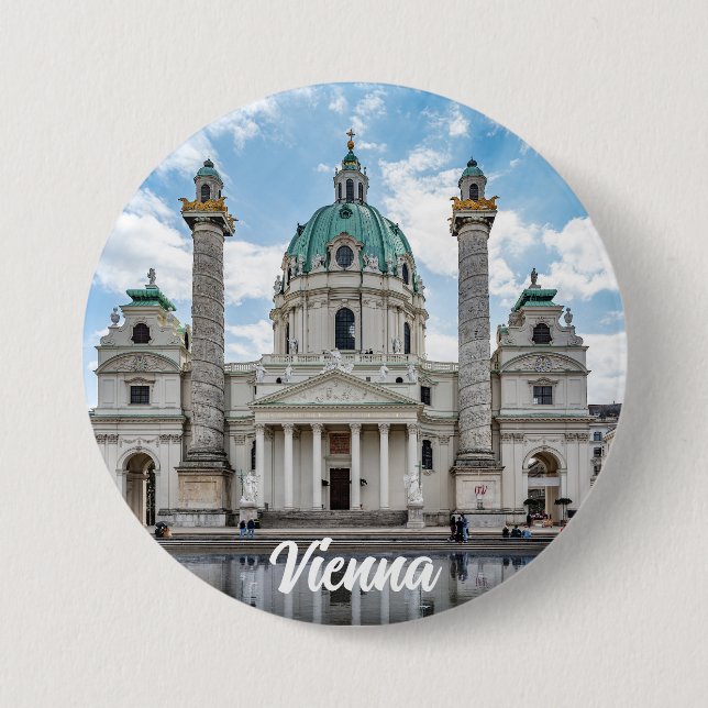 Bóton Redondo 7.62cm Karlskirche em Viena, Áustria (Frente)