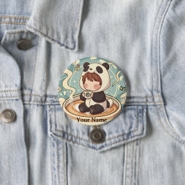 Bóton Redondo 7.62cm Kawaii Chibi Panda Button Pin Badge