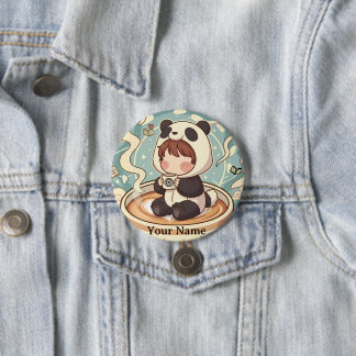 Bóton Redondo 7.62cm Kawaii Chibi Panda Button Pin Badge