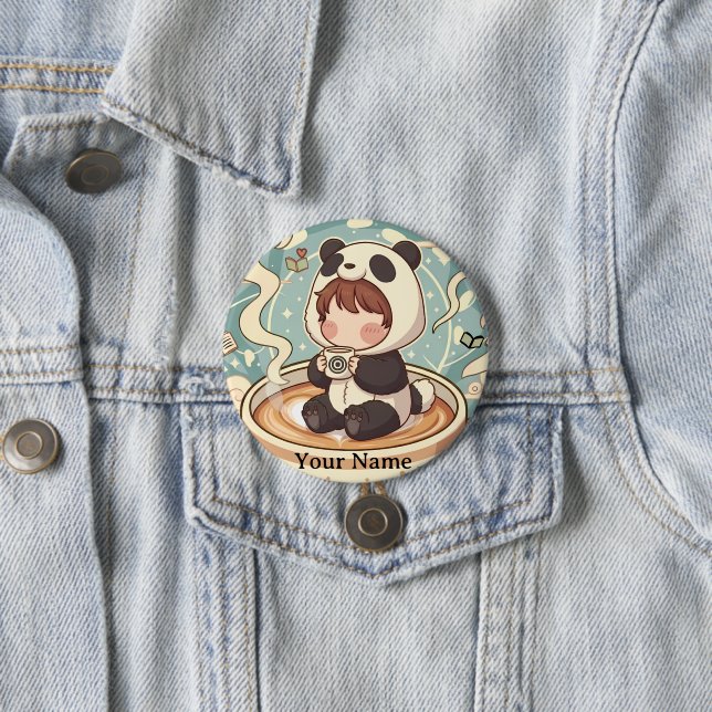 Bóton Redondo 7.62cm Kawaii Chibi Panda Button Pin Badge (In Situ)