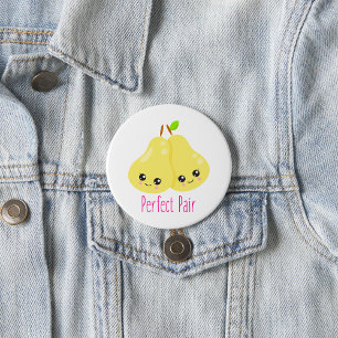Bóton Redondo 7.62cm Kawaii Pear Casal Perfeito Par Funny Pun