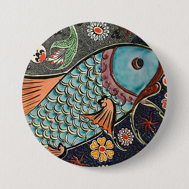 Bóton Redondo 7.62cm Koi Mosaic (Frente)