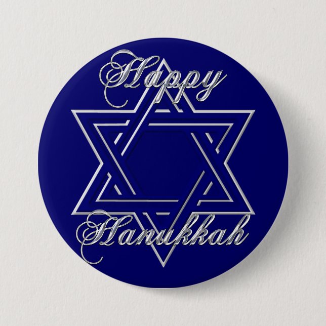 Bóton Redondo 7.62cm KRW Happy Hanukkah Star de David (Frente)