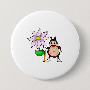 Bóton Redondo 7.62cm Ladybug com Flower.PNG