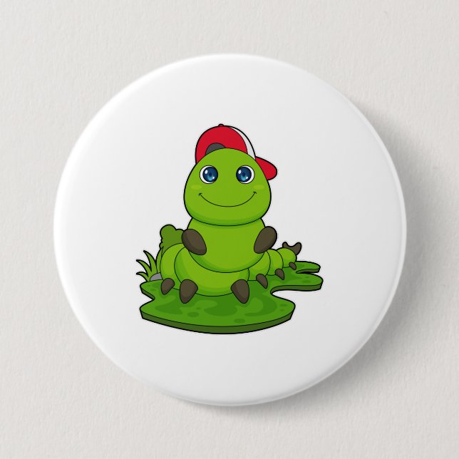 Bóton Redondo 7.62cm Lagarta com Boné (Frente)