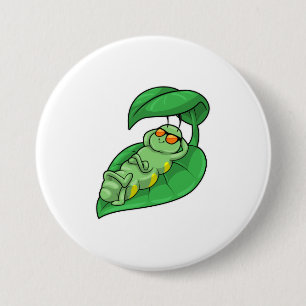 Bóton Redondo 7.62cm Lagarta com Folha