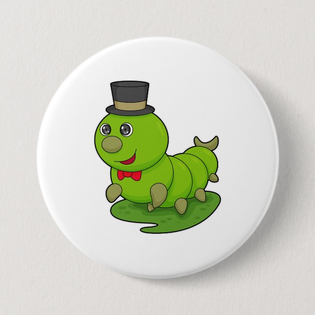 Bóton Redondo 7.62cm Lagarta como cavalheiro com cavilha (Frente)